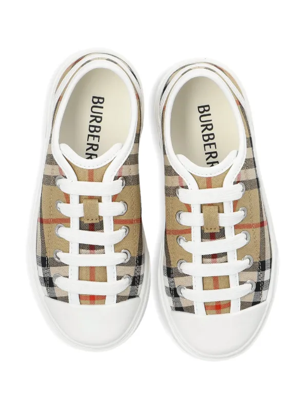 Burberry Kids チェック スニーカー | ニュートラル | FARFETCH JP