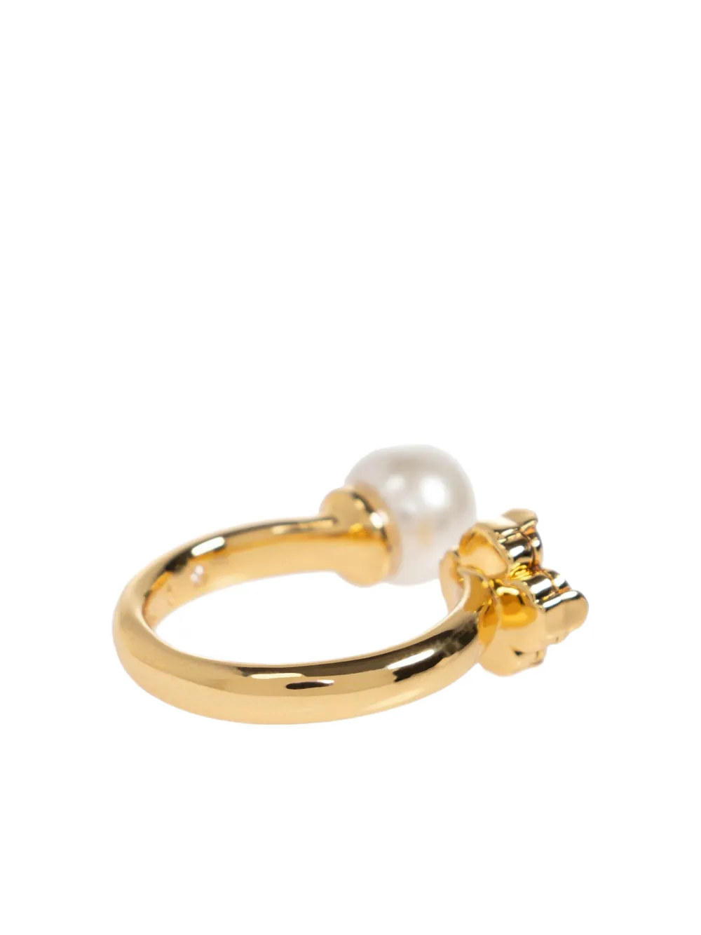 Kate Spade Clover-motif Faux-pearl Ring In Gold