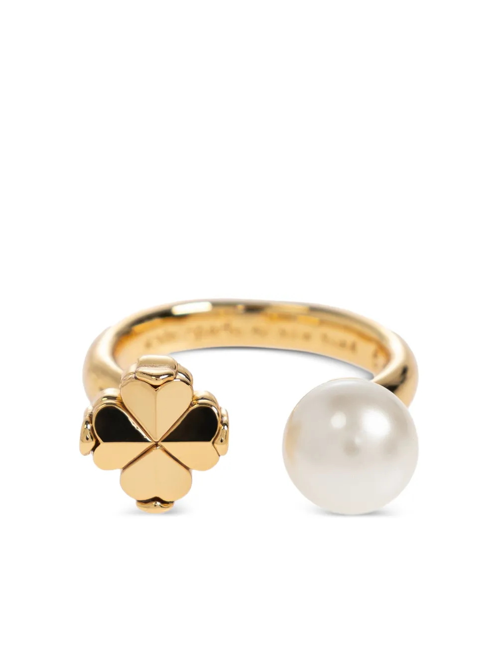 Kate Spade クローバーモチーフ フェイクパール リング - ゴールドトーン Kate Spade クローバーモチーフ フェイクパール リング - ゴールドトーン