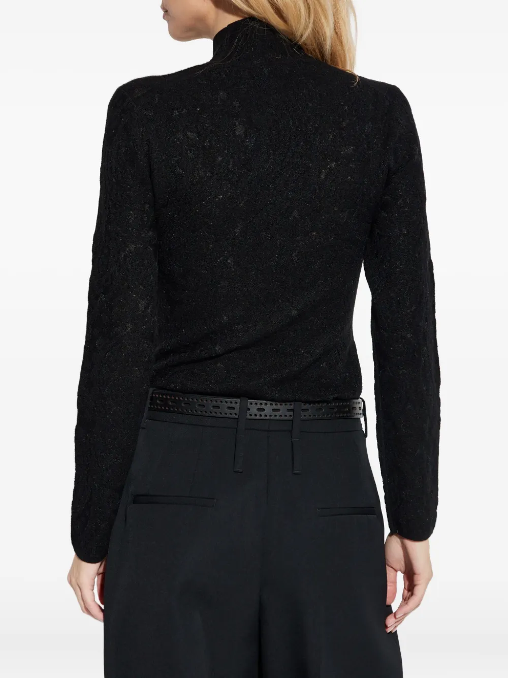 Kate Spade Knitted Turtleneck Top In Black