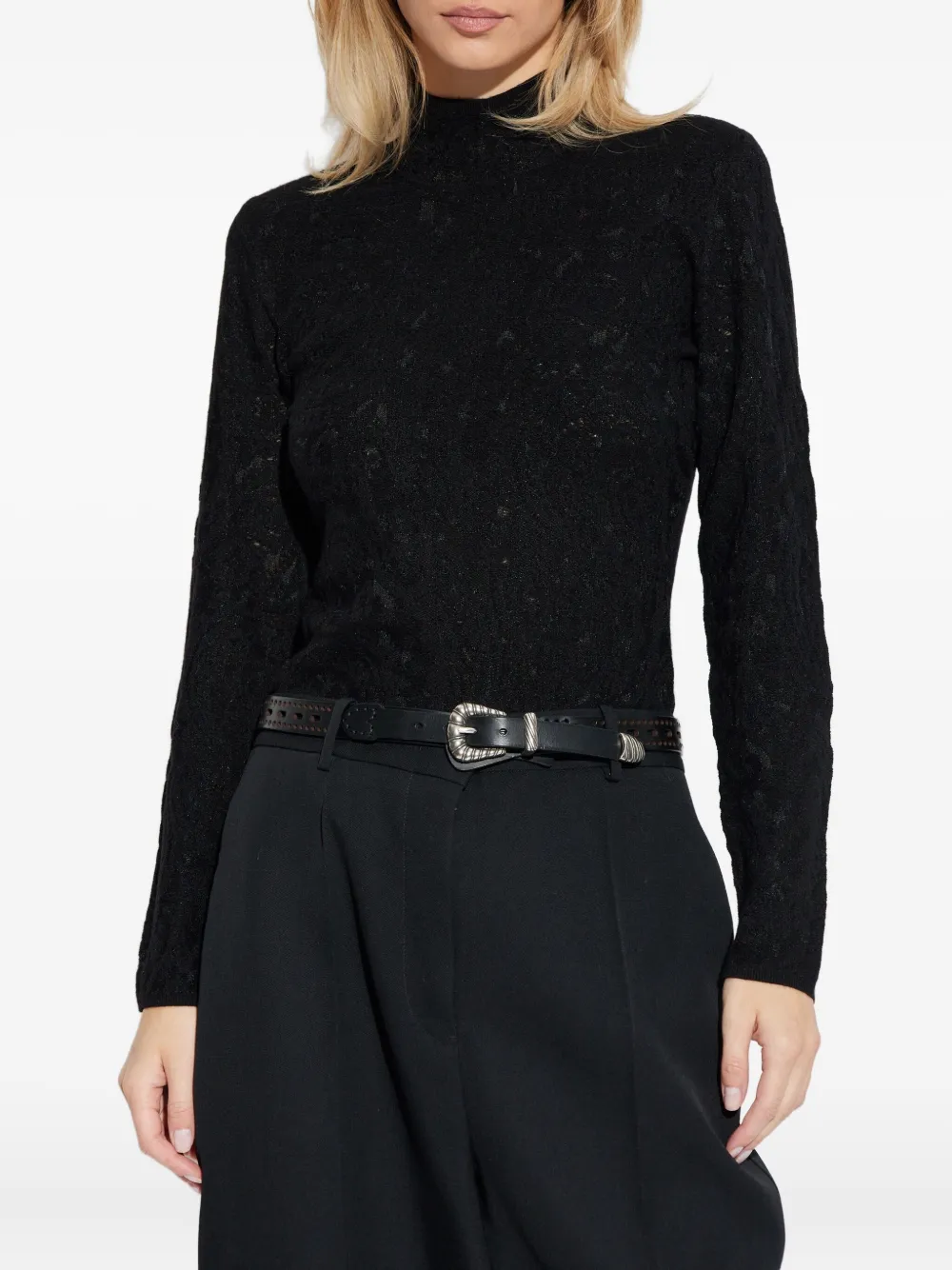Kate Spade Knitted Turtleneck Top In Black