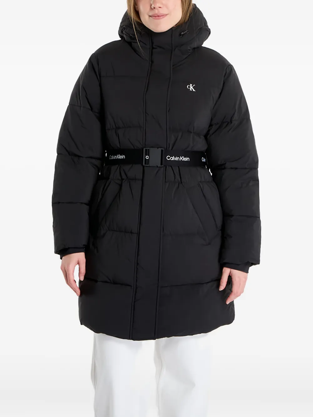 Calvin Klein Jeans abrigo con cinturón | negro | Image 1