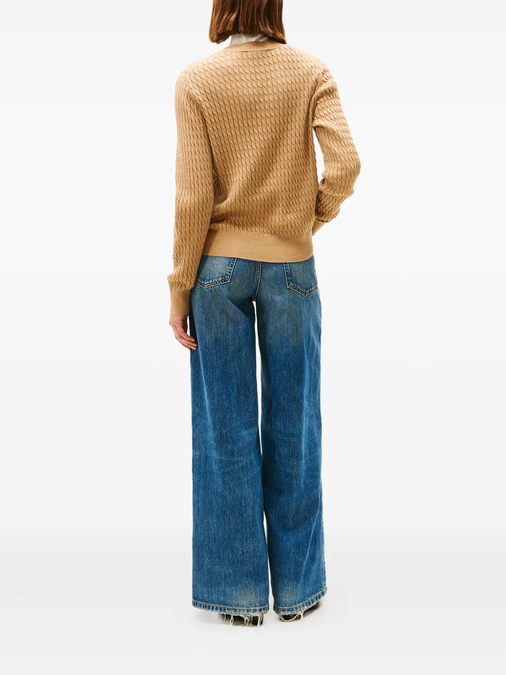 Tommy Hilfiger Cable-knit Cotton Sweater In Brown