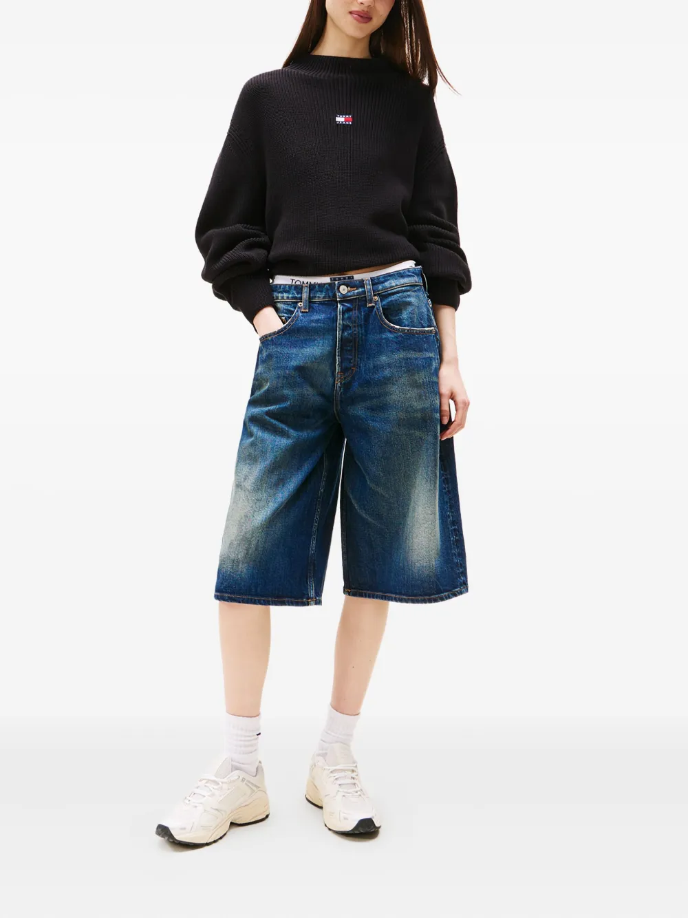 Tommy Jeans Trui met logopatch en opstaande hals Zwart