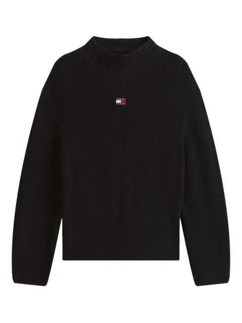 Tommy Jeans logo-patch mock-neck sweater