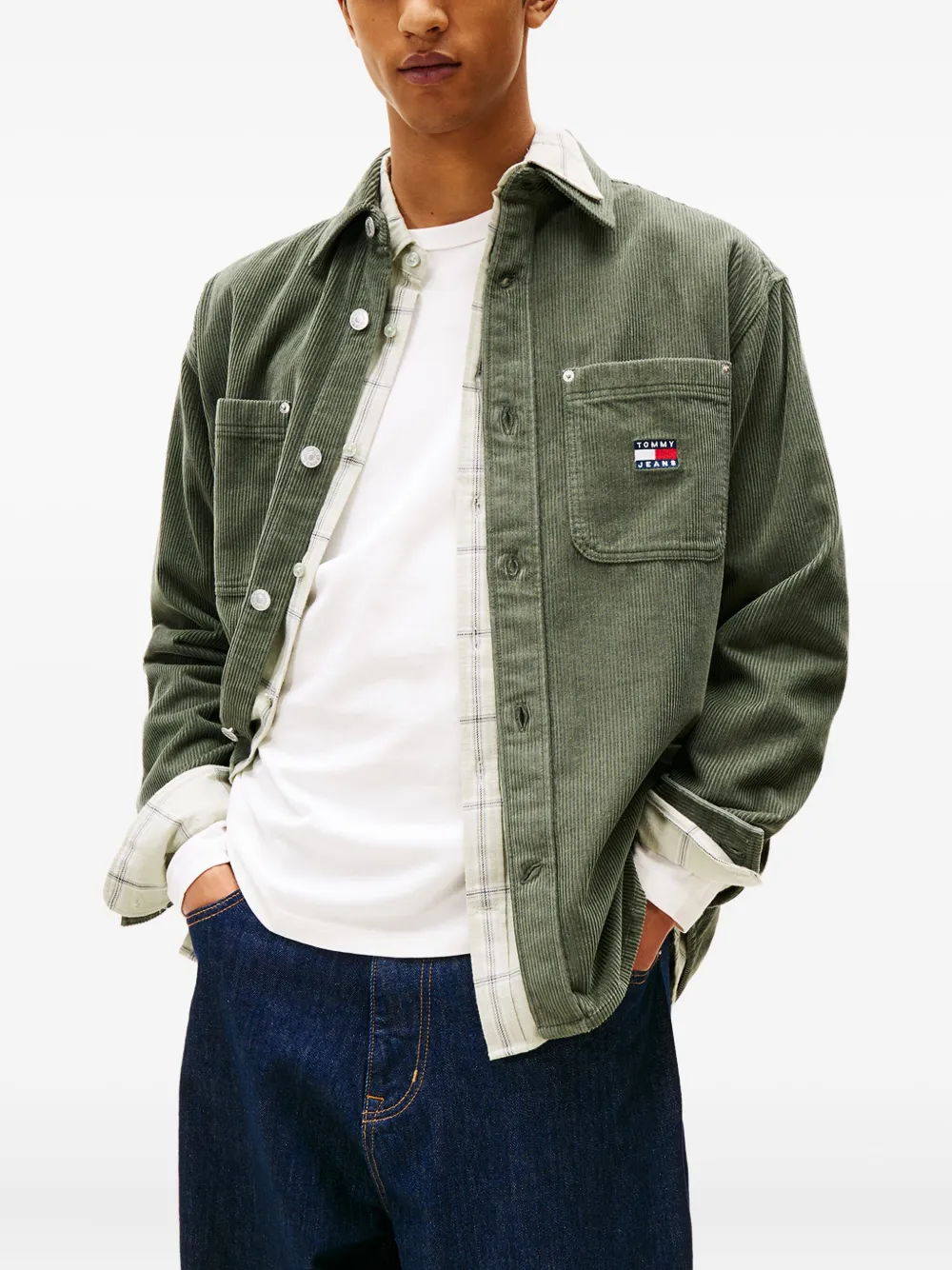 Tommy Jeans Ribfluwelen overhemd met borstzak Groen