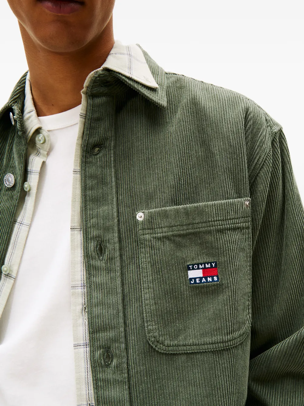 Tommy Jeans Ribfluwelen overhemd met borstzak Groen