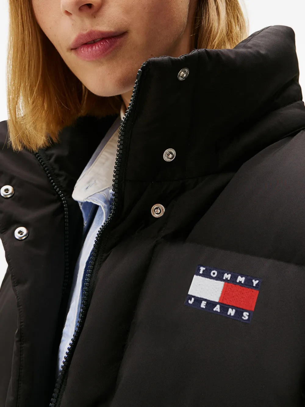Tommy Jeans Logo Puffer Jacket In Black