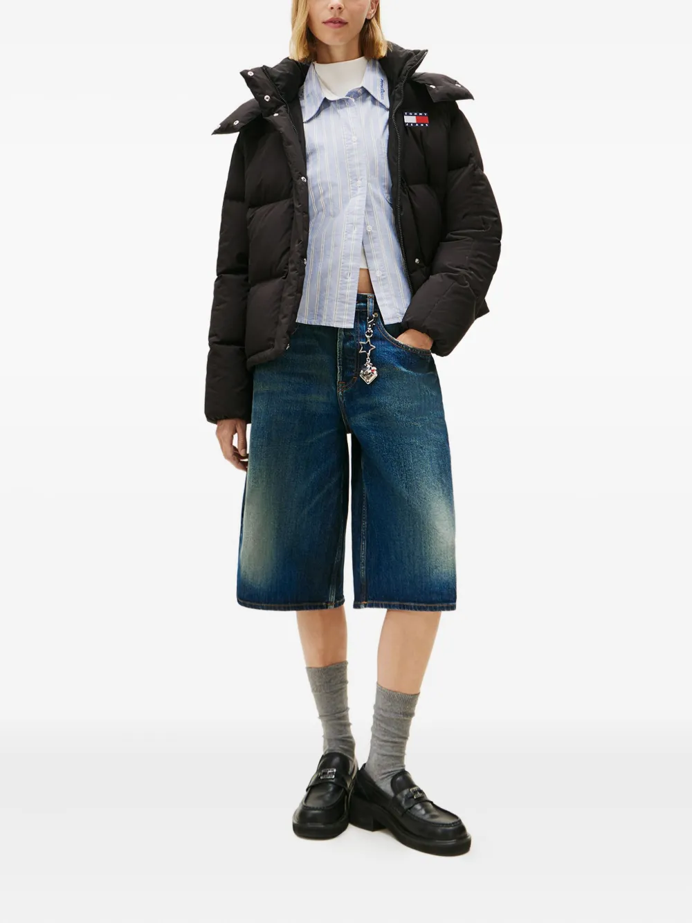 Tommy Jeans Logo Puffer Jacket In Black