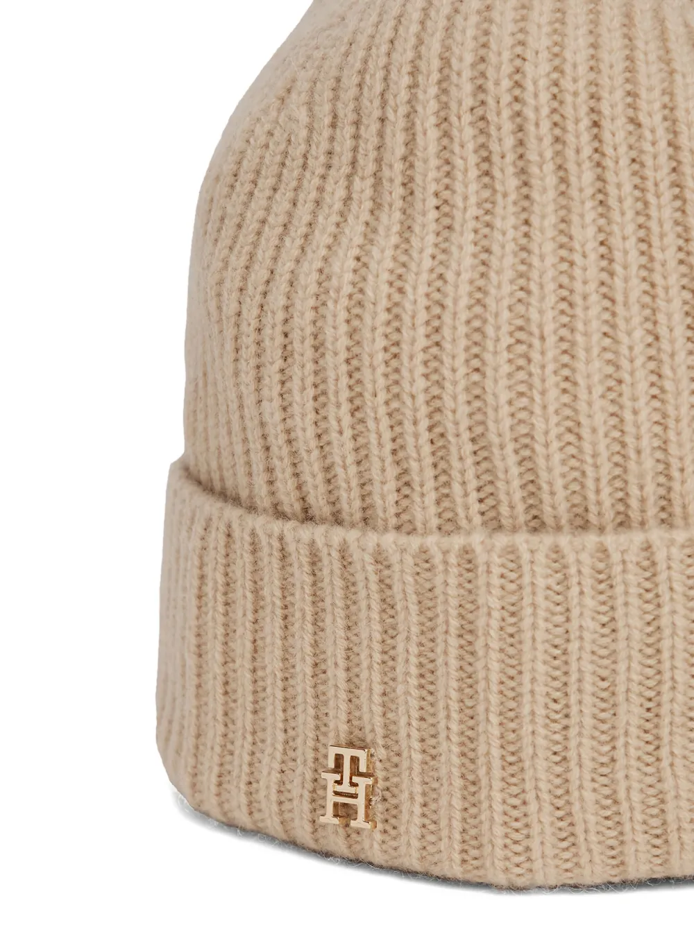 Tommy Hilfiger Logo-plaque Cashmere Beanie In Brown