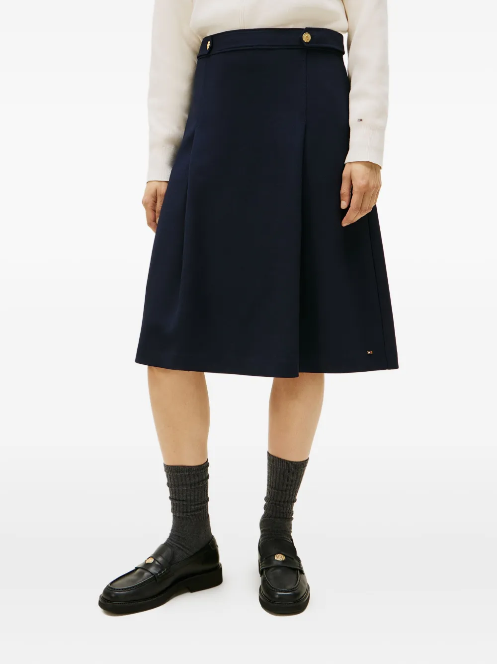 Tommy Hilfiger Buttoned Midi Skirt In Blue