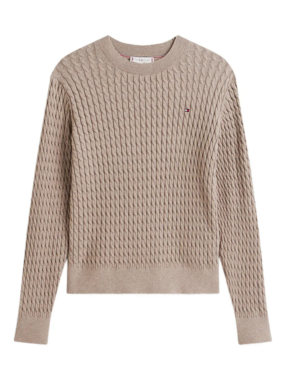 Tommy Hilfiger Cable Knit Cotton Sweater In Brown