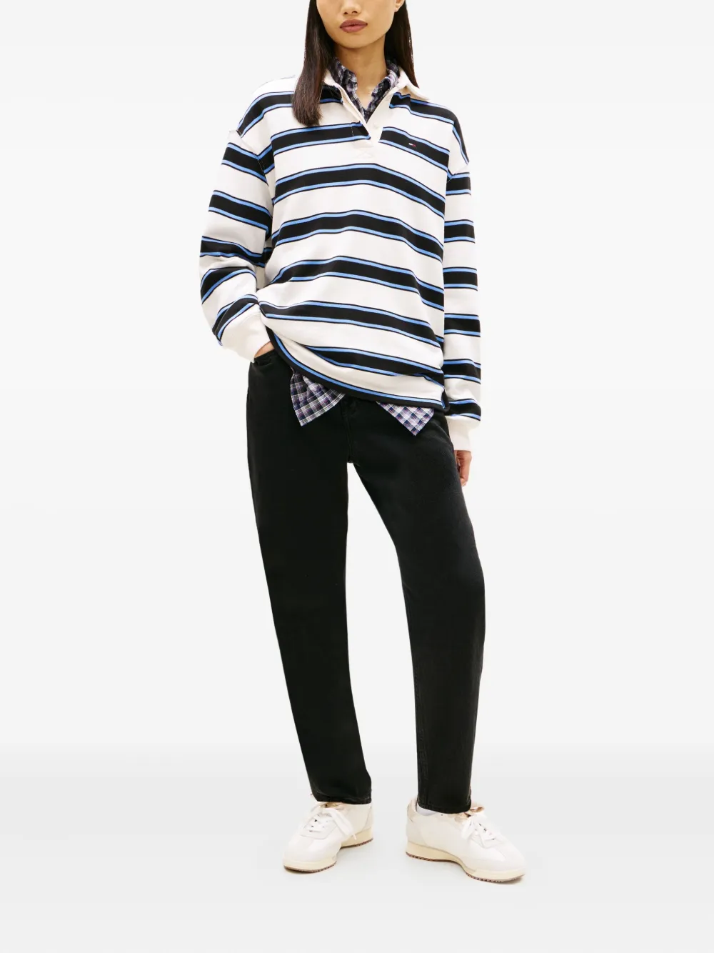 Tommy Jeans Denim jack met logodetail - Zwart