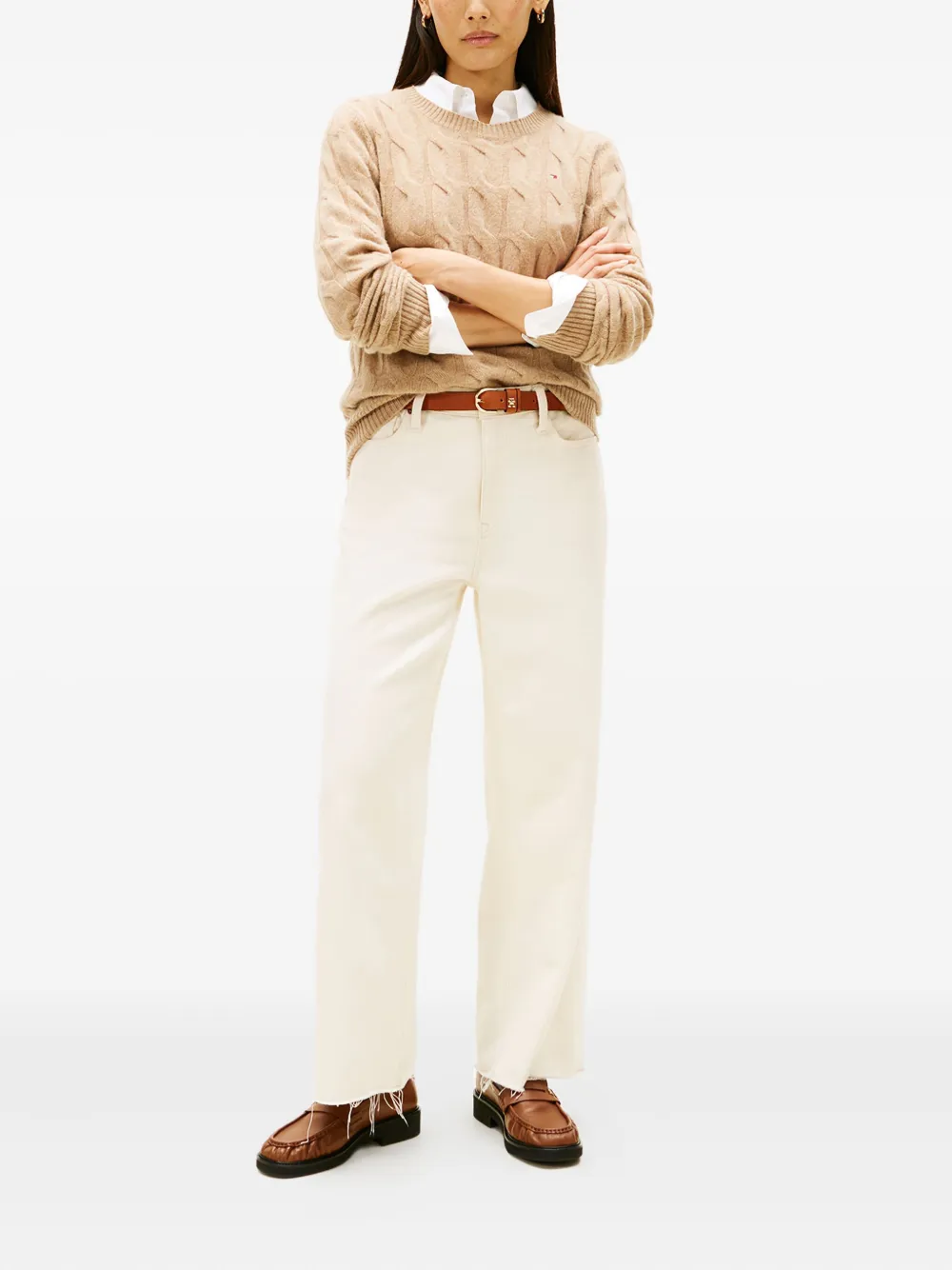 Tommy Hilfiger Cable-knit Wool Sweater In Brown