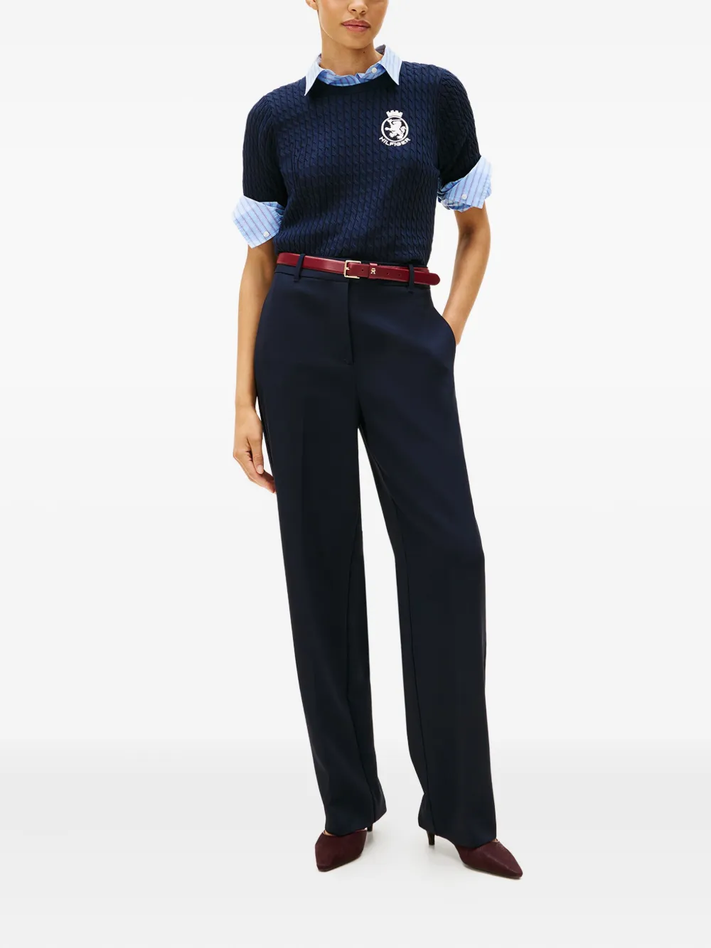 Tommy Hilfiger Broek met riemlussen - Blauw