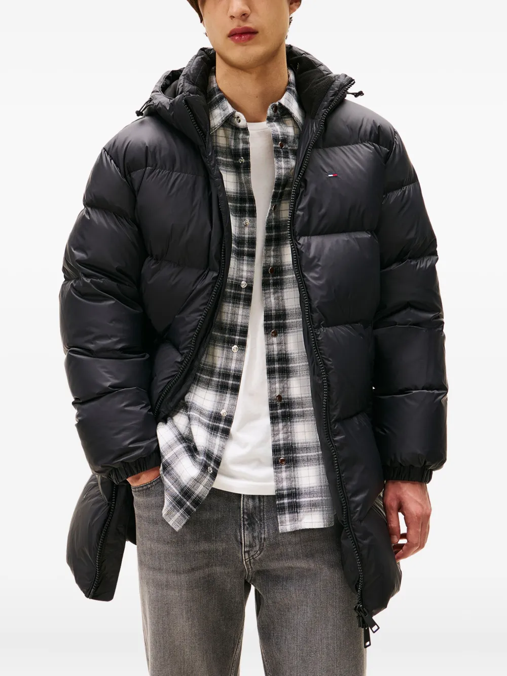 Tommy Jeans Hooded Down Parks In Black