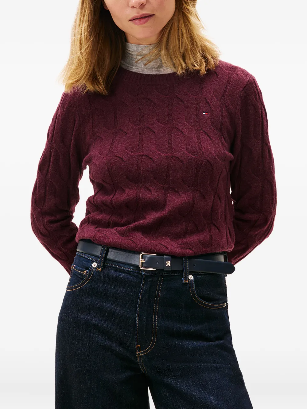 Tommy Hilfiger Kabelgebreide trui Rood