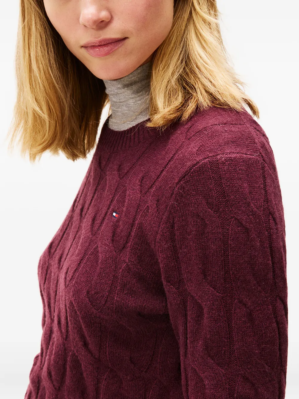 Tommy Hilfiger Kabelgebreide trui Rood