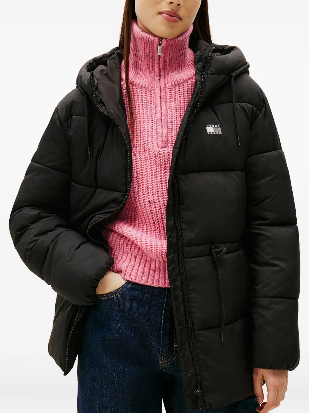 Tommy Jeans Jack met capuchon en trekkoord Zwart