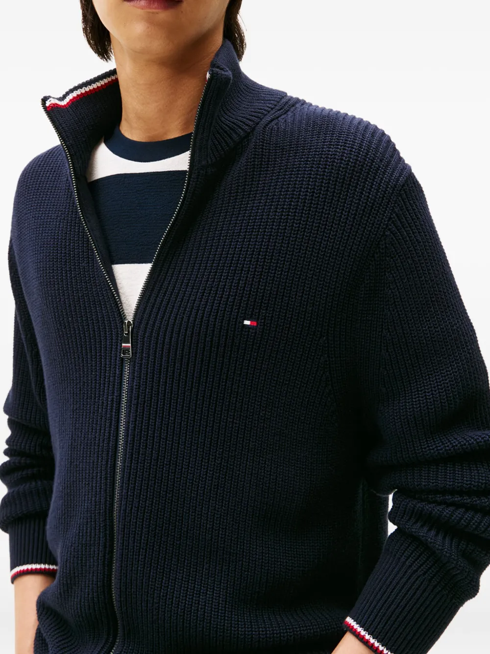 Tommy Hilfiger Vest met rits en logodetail Blauw