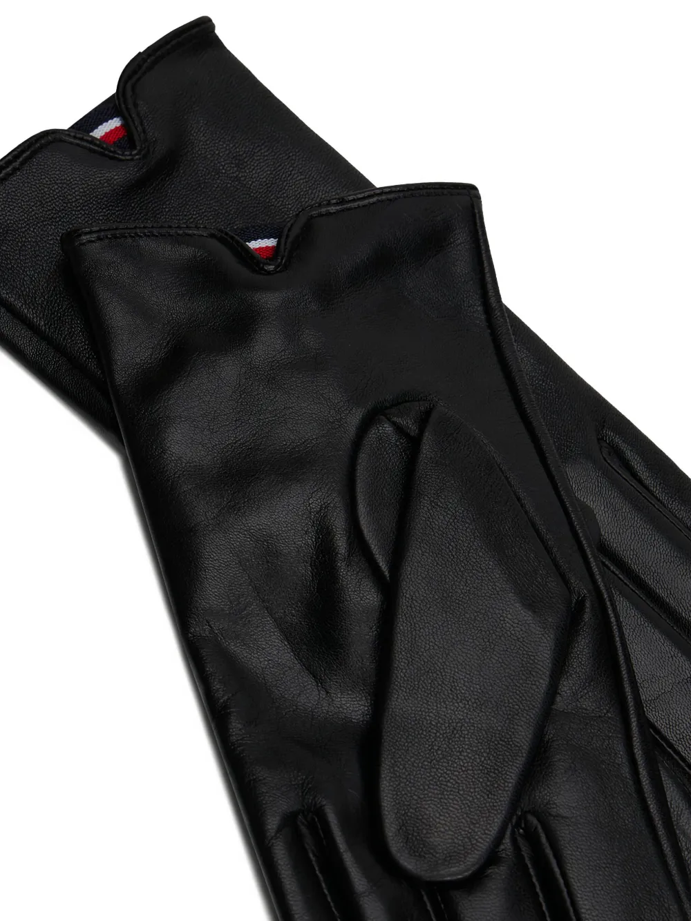 Tommy Hilfiger Logo-plaque Leather Gloves In Black
