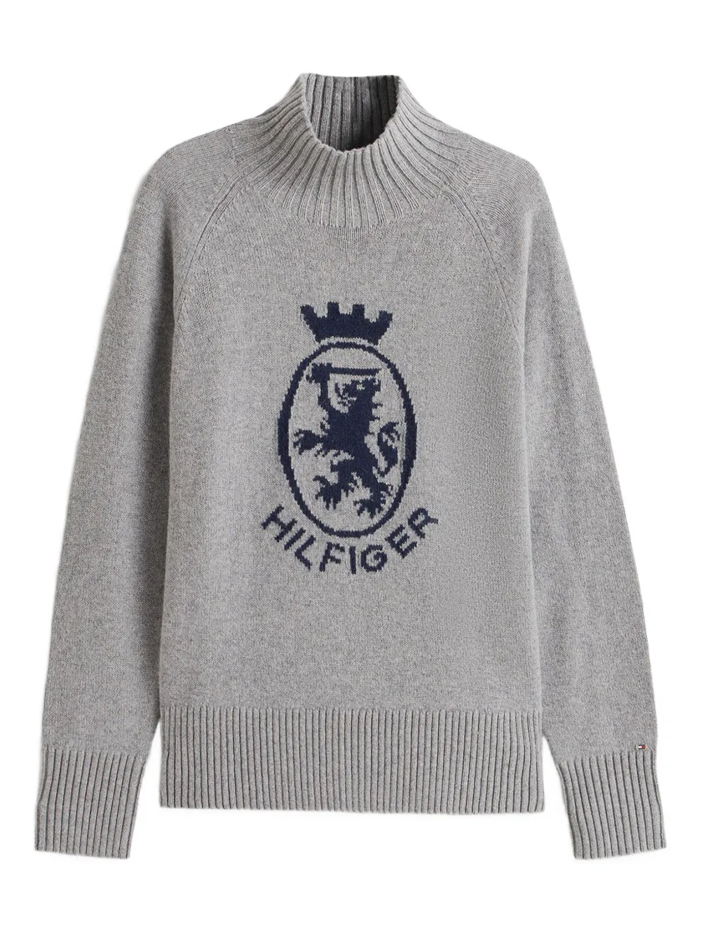 Tommy Hilfiger Logo-motif Roll-neck Sweater In Gray