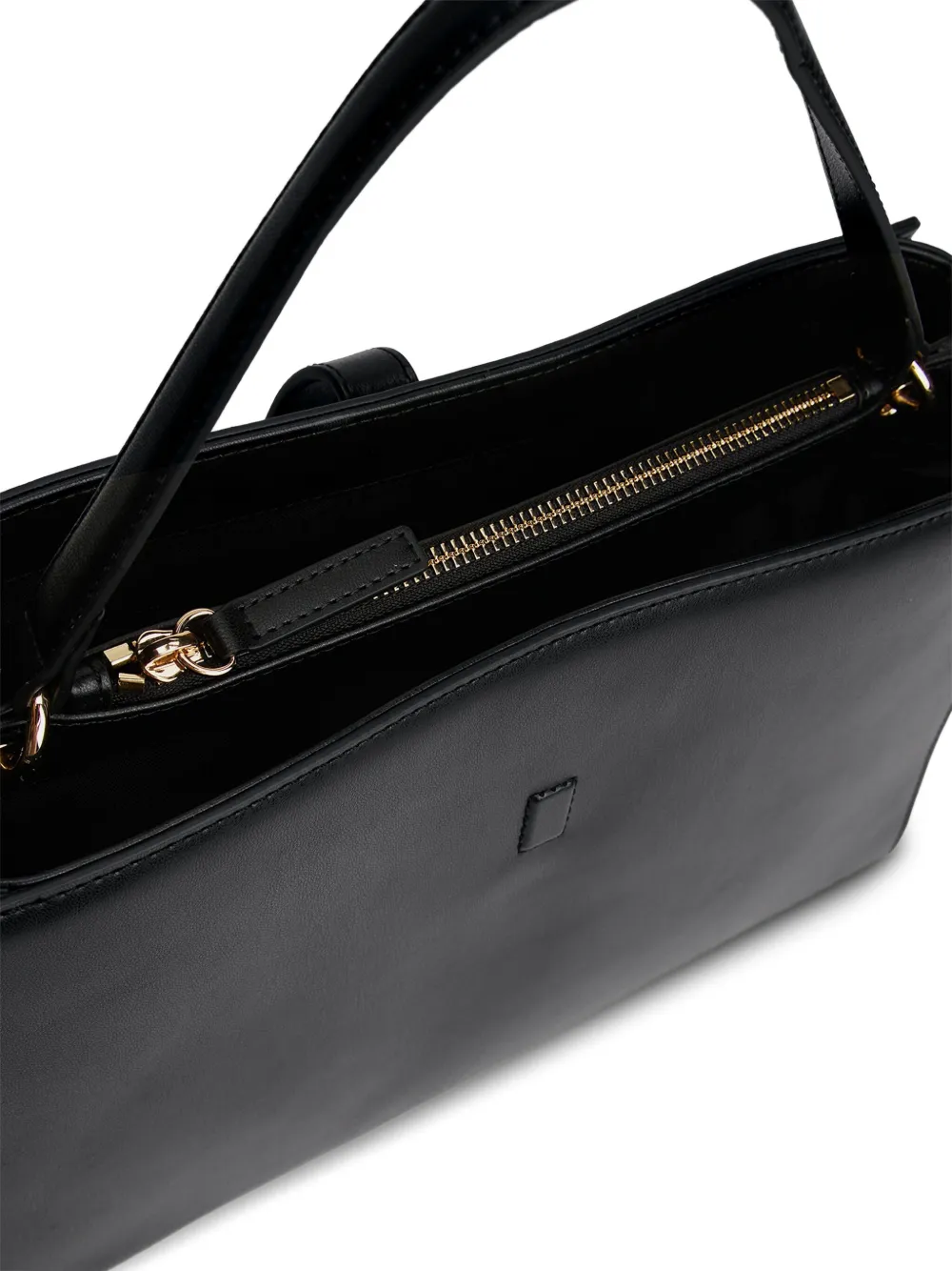 Tommy Hilfiger Polished Monogram Medium Satchel Bag In Black