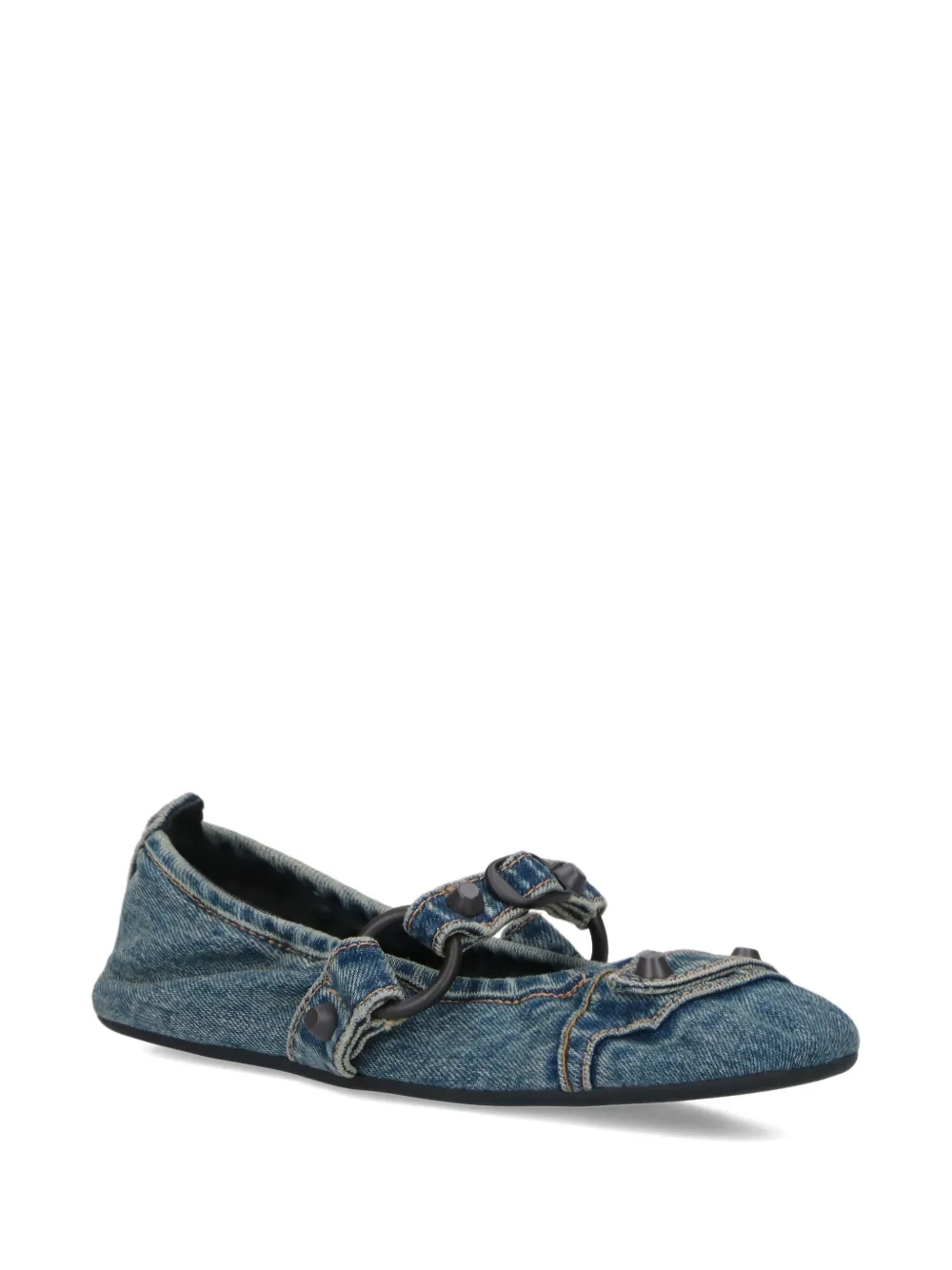 Balenciaga City studded cotton ballerine - Blauw