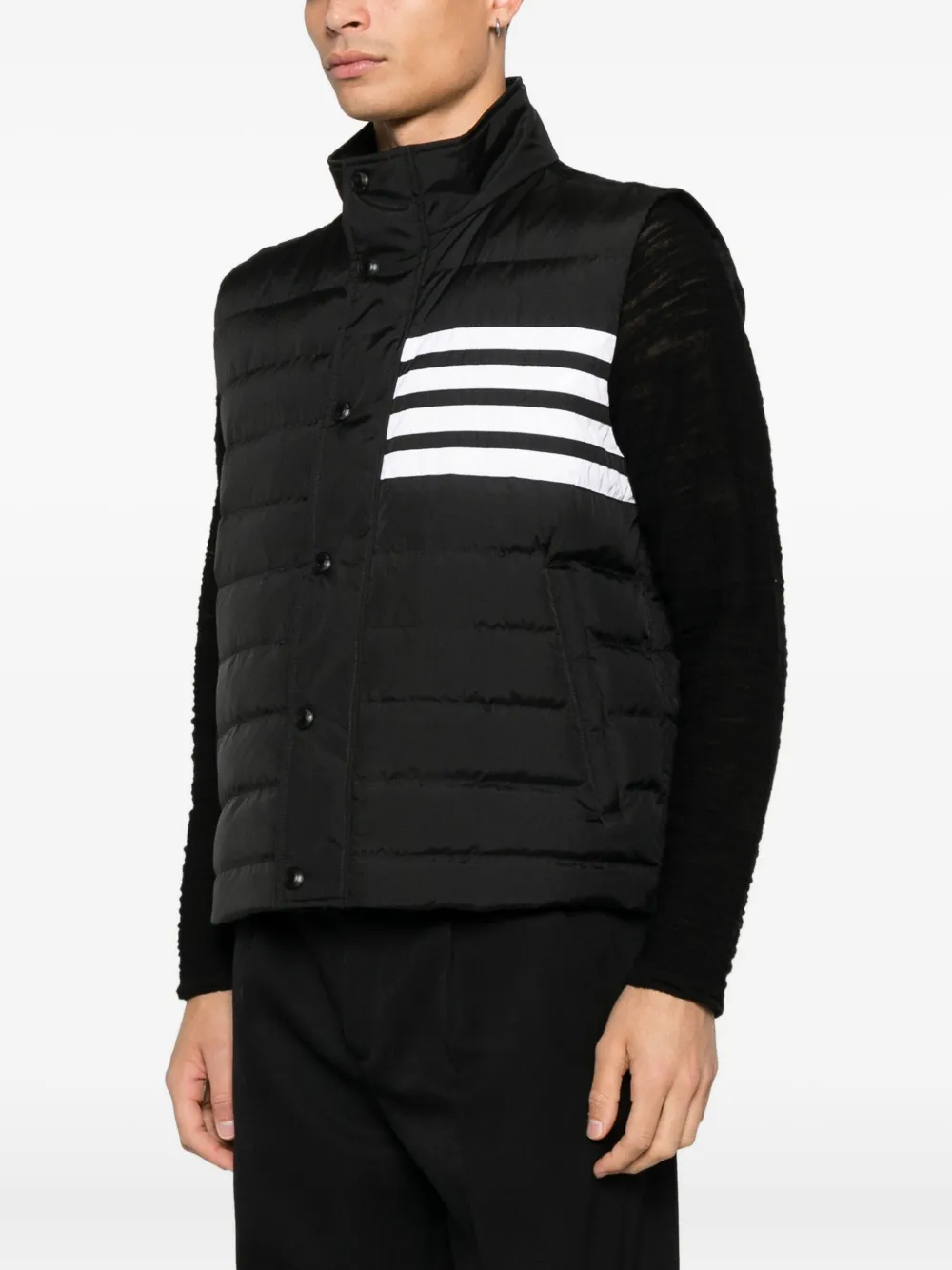 Thom Browne Ripstop Down-filled 4-bar Gilet In Black