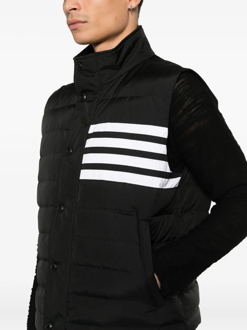 Thom Browne Ripstop bodywarmer met 4 strepen Zwart