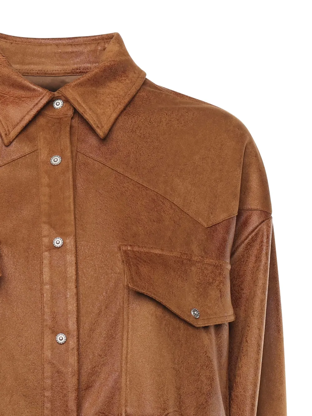 Dondup Stretch Polyester Blend Shirt In Brown
