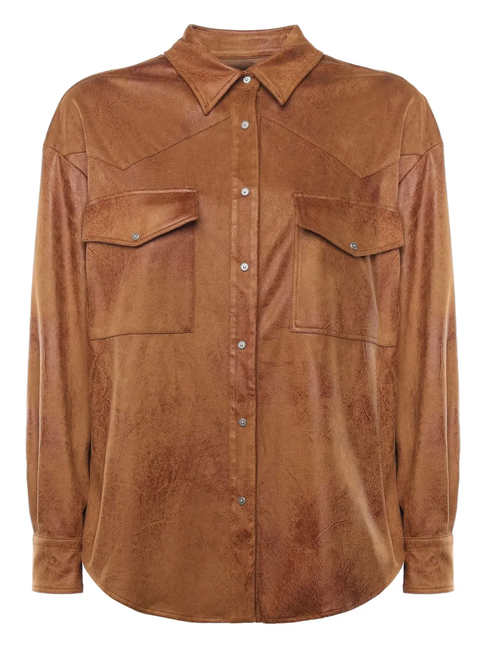 Dondup Stretch Polyester Blend Shirt In Brown