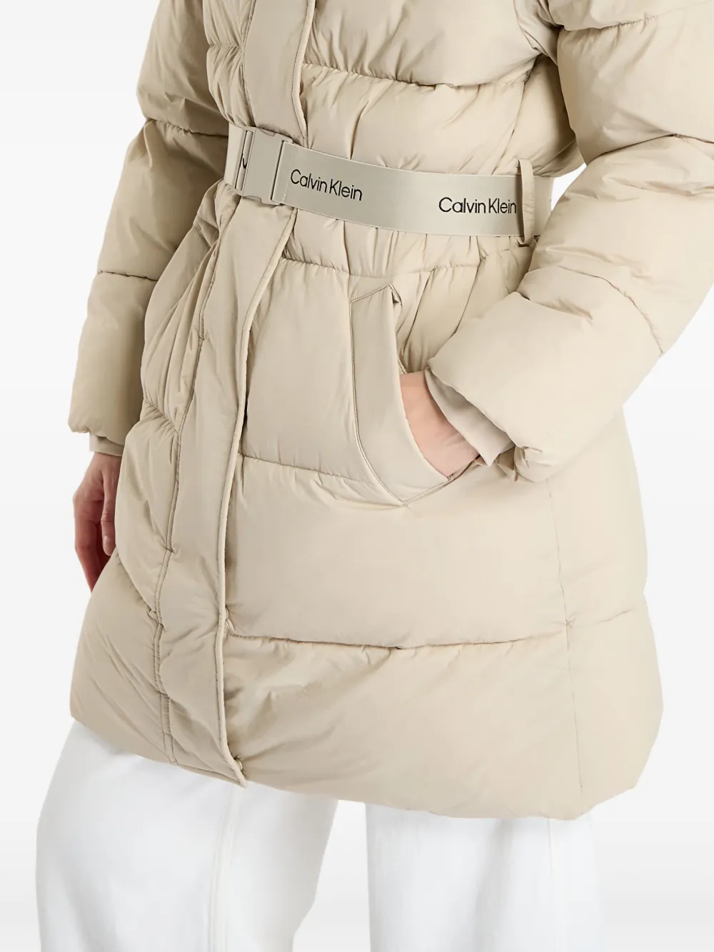 Calvin Klein Jeans Mantel met capuchon Beige