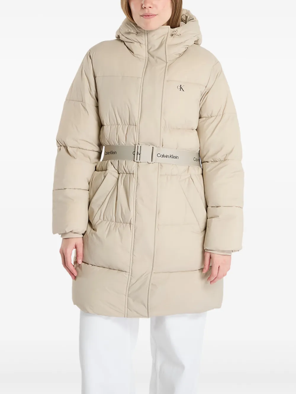 Calvin Klein Jeans Mantel met capuchon Beige