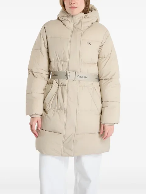 Calvin Klein Jeans belted hooded coat