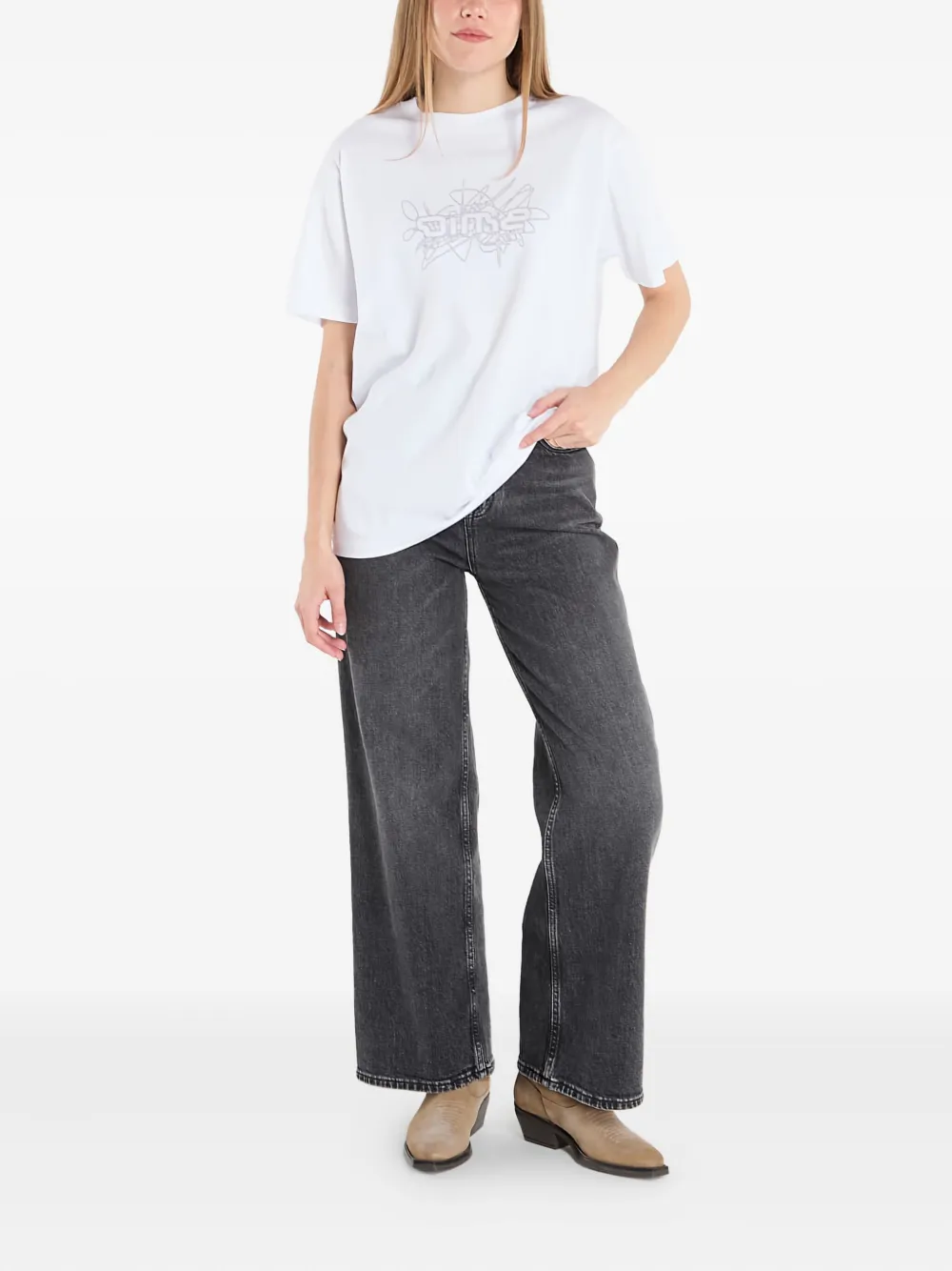 Dime Glyph Cotton T-shirt In White