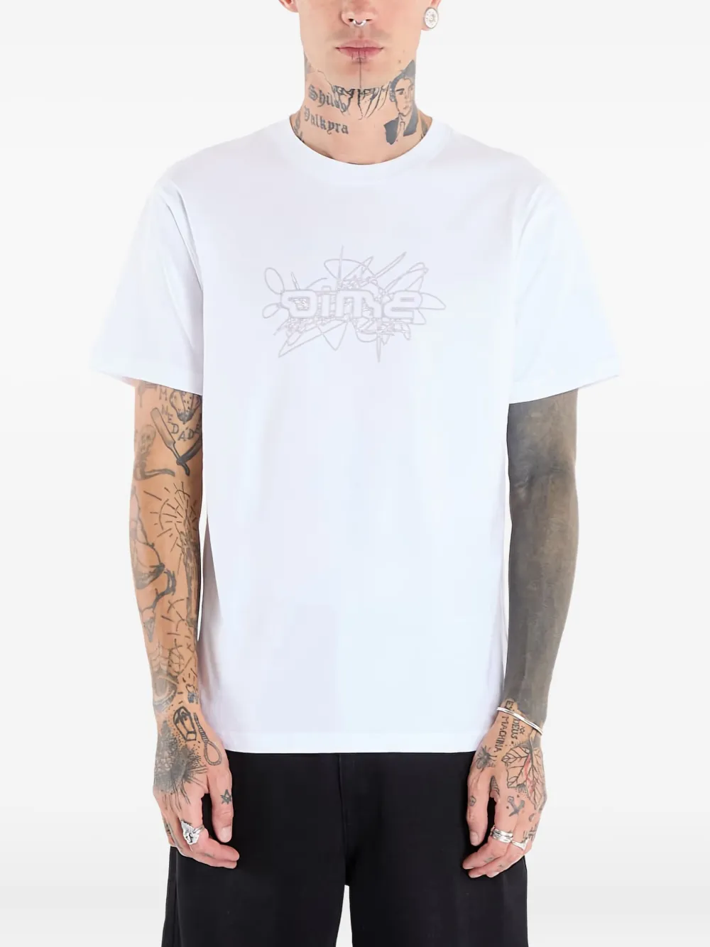 Dime Glyph Cotton T-shirt In White