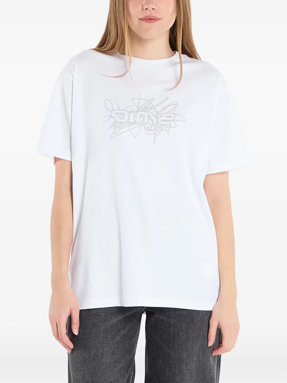 Dime Glyph Cotton T-shirt In White