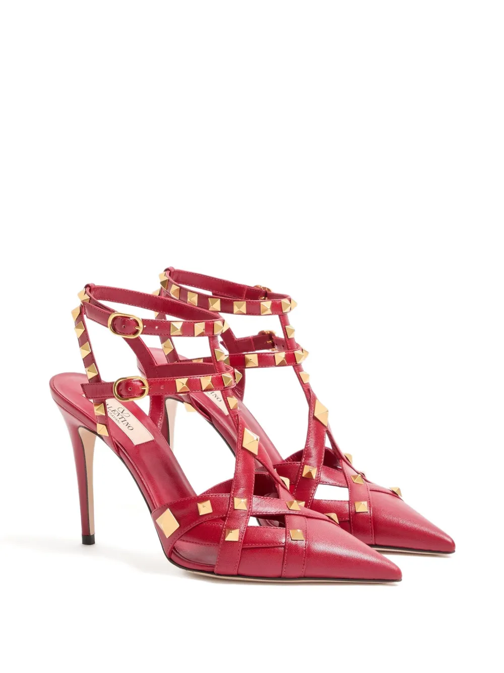 Valentino Garavani 100 mm pumps verfraaid met rockstud Rood