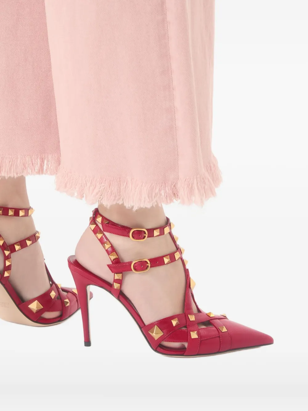 Valentino Garavani 100 mm pumps verfraaid met rockstud Rood