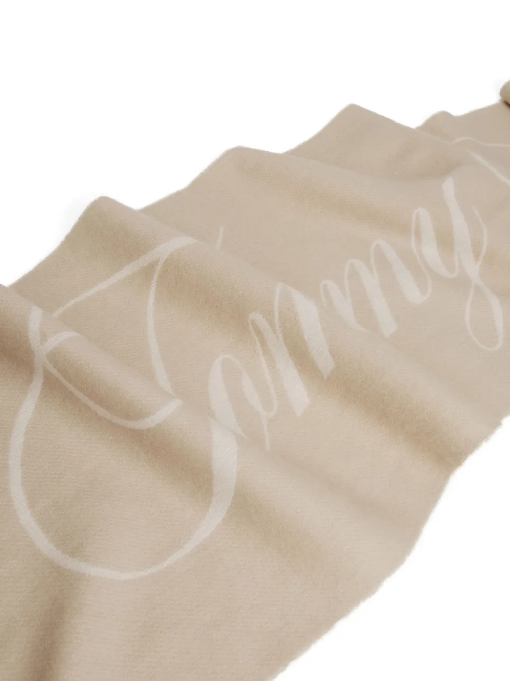 Tommy Hilfiger Fringed Wool Scarf In Neutral