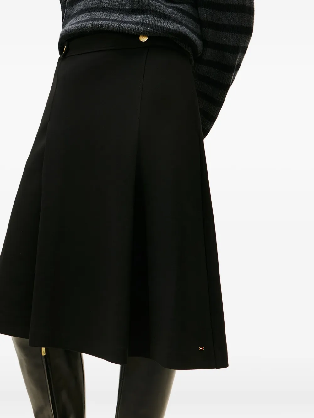 Tommy Hilfiger Button Detail Midi Skirt In Black