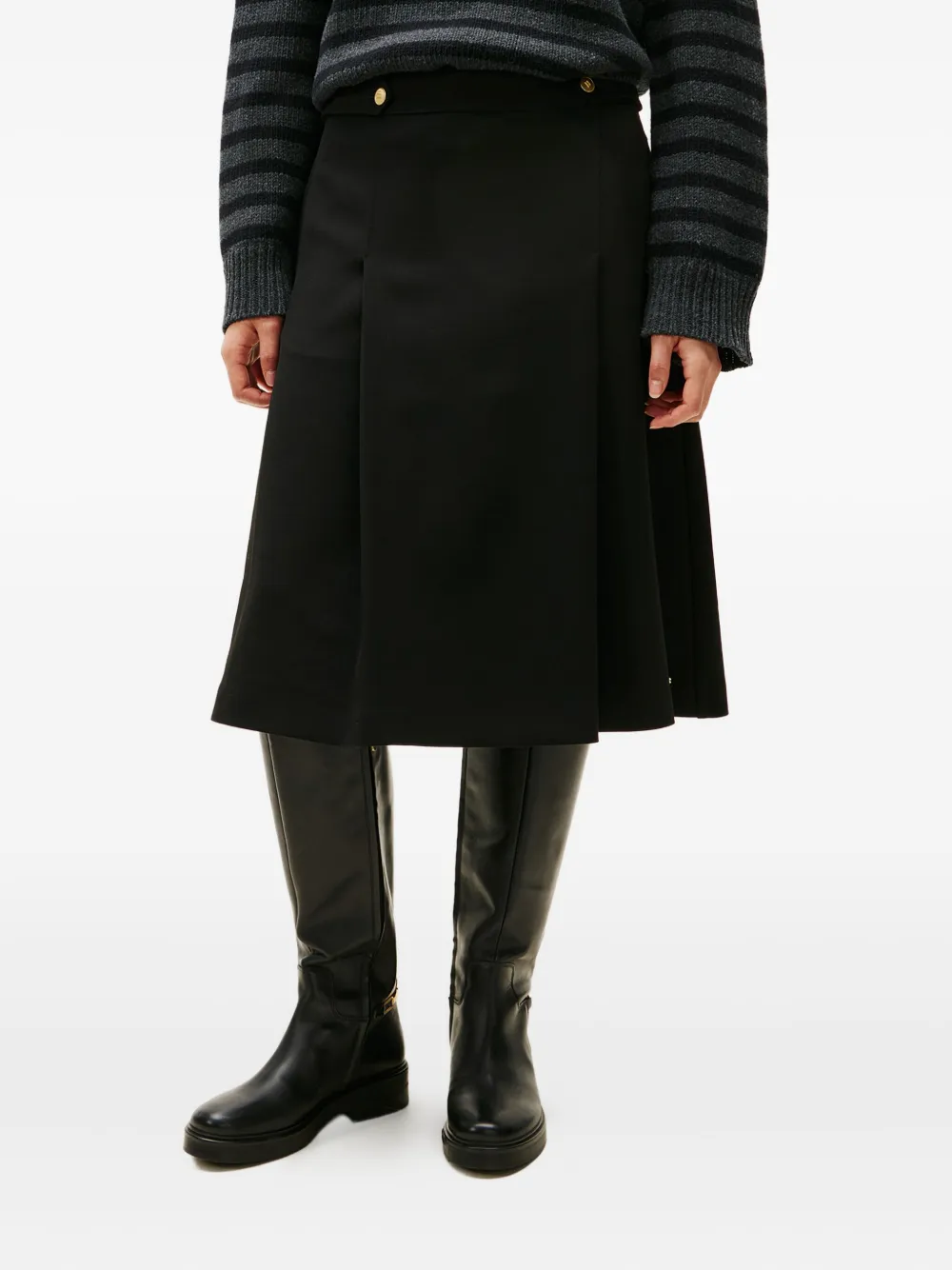 Tommy Hilfiger Button Detail Midi Skirt In Black