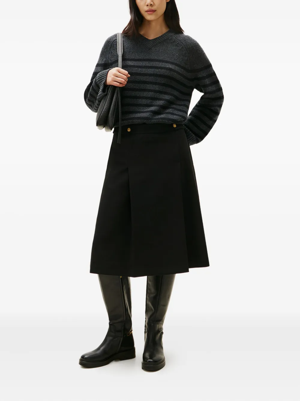 Tommy Hilfiger Midi-rok met knoopdetail - Zwart