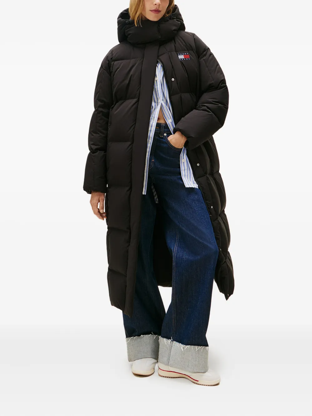 Tommy Jeans Gewatteerde jas met capuchon - Zwart