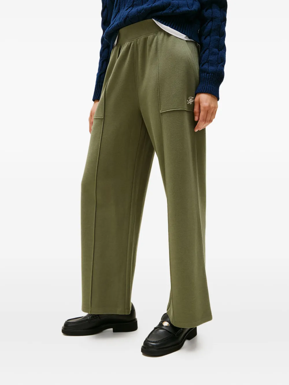 Tommy Hilfiger Embroidered-logo Trousers In Green