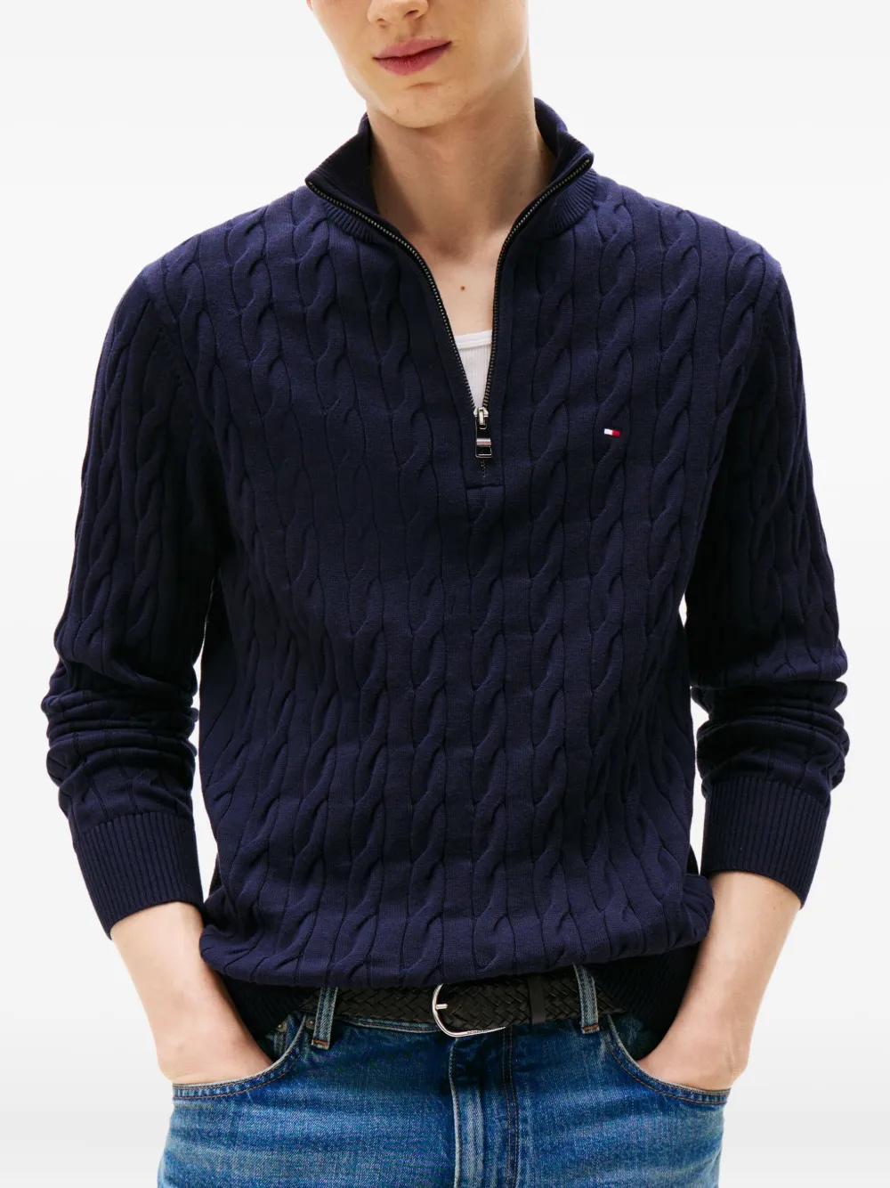 Tommy Hilfiger Kabelgebreide trui Blauw