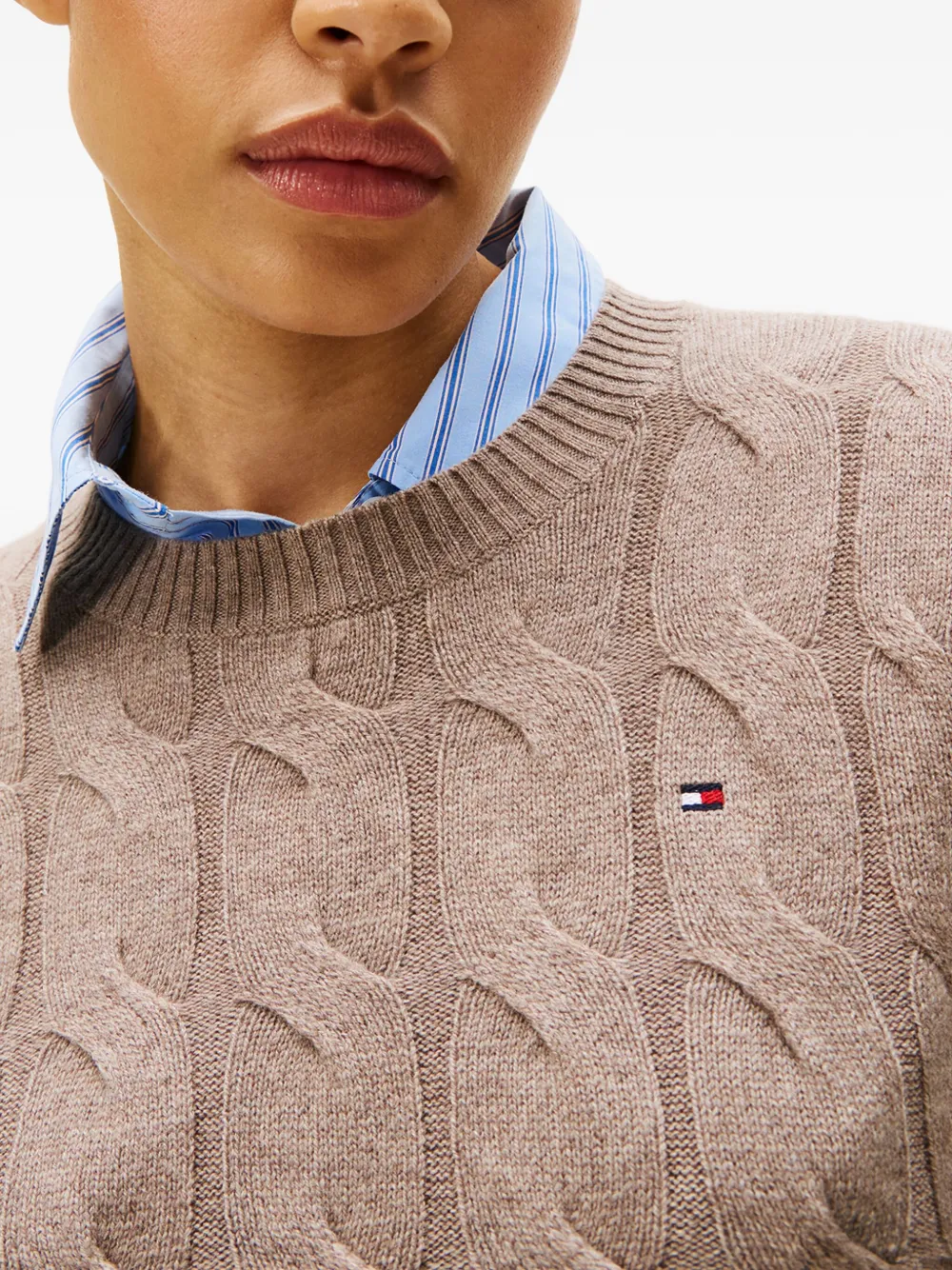 Tommy Hilfiger Kabelgebreide trui Beige