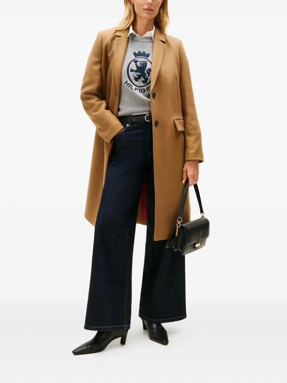 Tommy Hilfiger Buttoned Single Breasted Coat In Brown