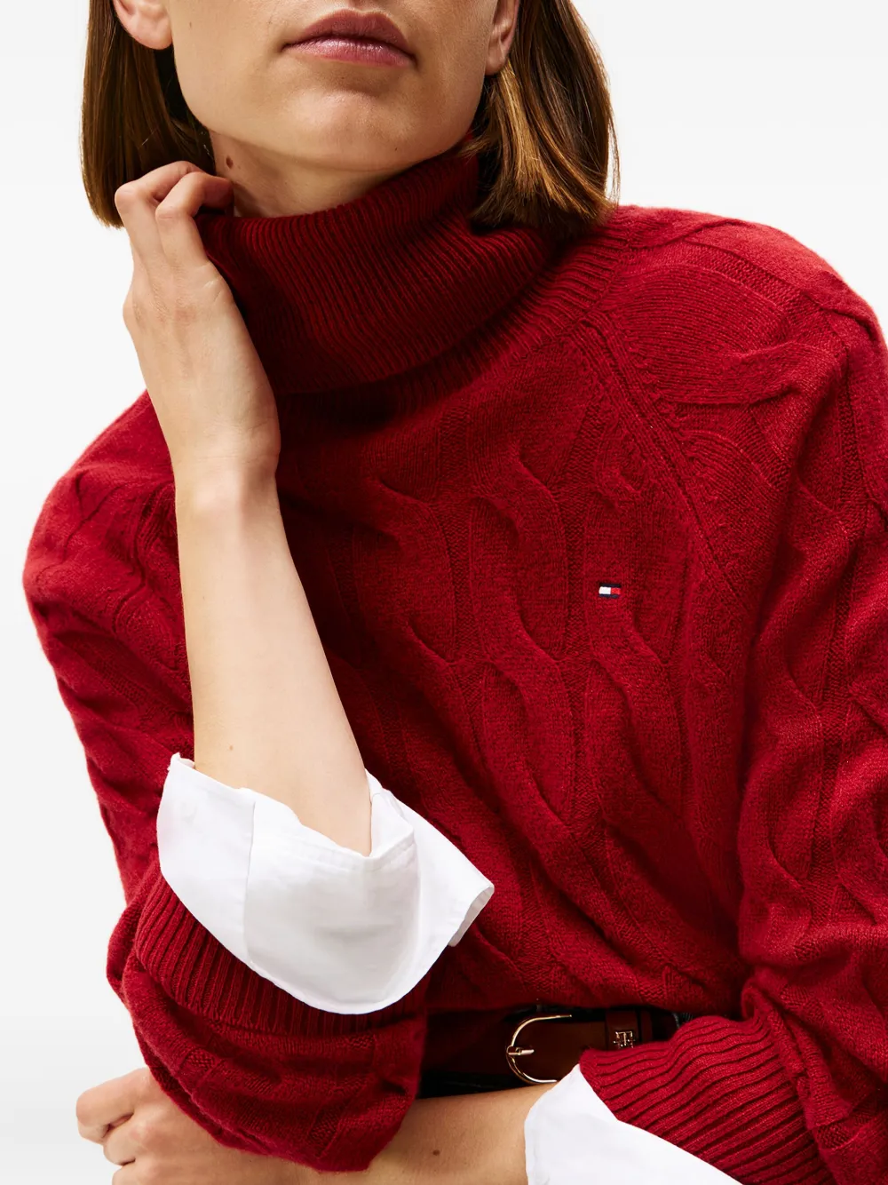 Tommy Hilfiger Kabelgebreide coltrui Rood